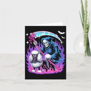 Grusel-Skelett mit Pudel Halloween Hunde Liebhaber Karte