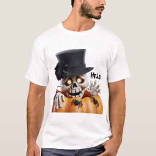 Grusel-Skelett mit Zylinder-Halloween-Dekoration T-Shirt