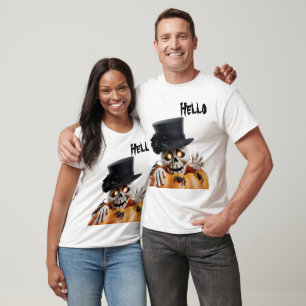 Grusel-Skelett mit Zylinder Halloween T-Shirt