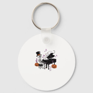 Grusel-Skelett spielt Klavier mit Katzen Music Hal Schlüsselanhänger