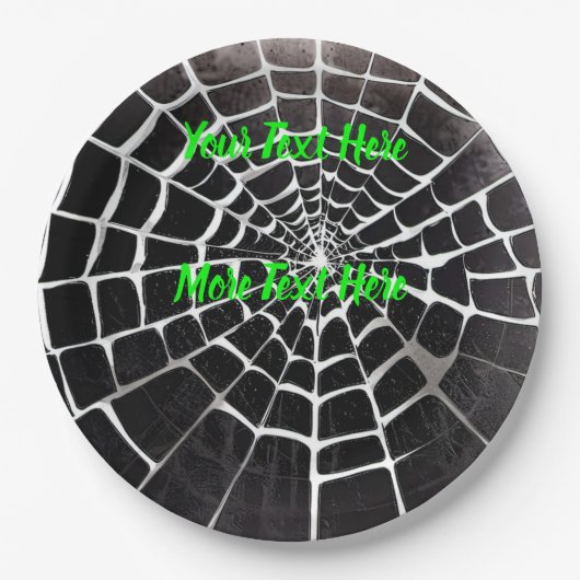 Grusel-Spinnennest-Muster Halloween individuell Pappteller (Vorderseite)