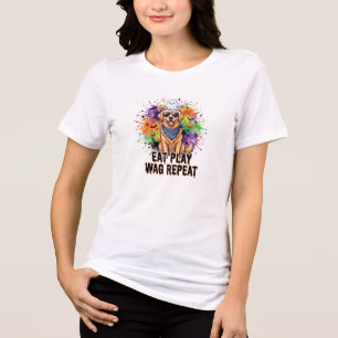 Grusel Süß Halloween Golden Retriever T-Shirt Tri-Blend Shirt