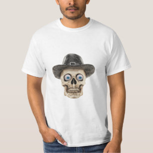 Grusel Süßer Totenkopf mit Hut T-Shirt