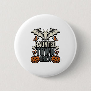 Grusel Town Shirt Vintage Halloween Fledermaus Kür Button