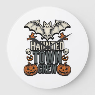 Grusel Town Shirt Vintage Halloween Fledermaus Kür Große Wanduhr