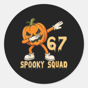 Grusel-Trupp-Kürbis 67 Halloween-Meme 6 7 Zahlen Runder Aufkleber