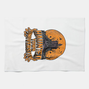Grusel-Universität Vintage-Halloween-Shirt Geschirrtuch