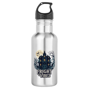 Grusel-Vibes Halloween Spukhaus Vollmond Fledermäu Edelstahlflasche