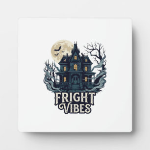 Grusel-Vibes Halloween Spukhaus Vollmond Fledermäu Fotoplatte
