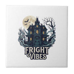 Grusel-Vibes Haloween Spukhaus Vollmond Fledermäus Fliese