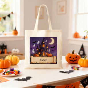 Gruselburg Halloween Kinder Süßigkeiten oder Saure Tragetasche