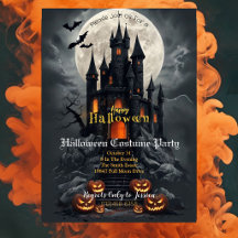 Gruselburg Halloween-Kostenüm-Party-Einladung