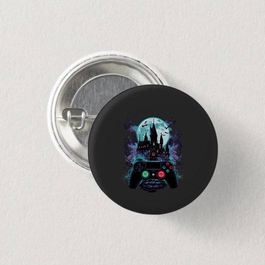 Gruselburg-Horror-Gamer-Design Button (Vorne & Hinten)
