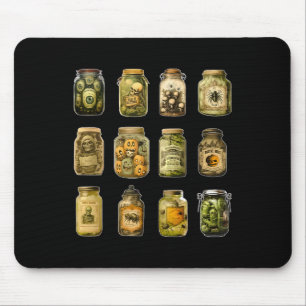 Gruselglas mit eingelegten Gurken Halloween Vintag Mousepad