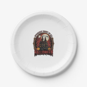 Gruselhaus Halloween Vintage Gravur Spuk N Pappteller