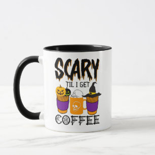 Gruselig bis ich Kaffee bekomme Halloween-Kürbis-T Tasse