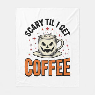 Gruselig bis Kaffee Vintage Halloween Kaffee Shirt Fleecedecke