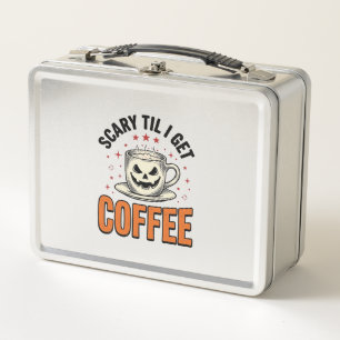 Gruselig bis Kaffee Vintage Halloween Kaffee Shirt Metall Brotdose