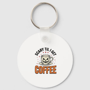 Gruselig bis Kaffee Vintage Halloween Kaffee Shirt Schlüsselanhänger