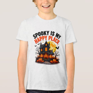 Gruselig ist mein glücklicher Ort Spukhaus Herbst Tri-Blend Shirt