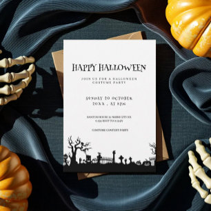 gruselig minimalistisches Halloween-Kostenümfest Einladung