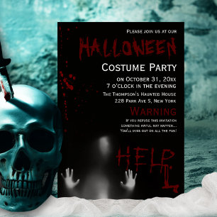 Gruselig moderne blutige Halloween-Kostenüm-Party Einladung