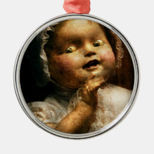 Gruselig - Puppe - Komm und spiel mit mir Silbernes Ornament