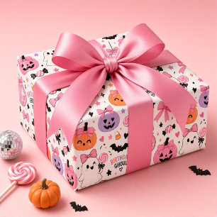 Gruselig süße Geburtstags-Ghoul-Rosa Halloween Geschenkpapier