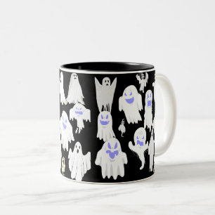 Gruselig süße Geist-Illustrationsmuster – Hallowee Zweifarbige Tasse