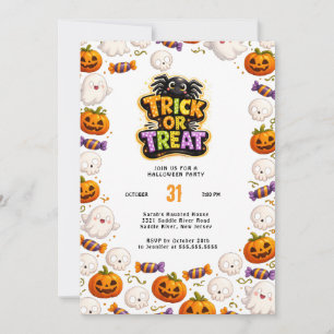 Gruselig süße Halloween-Einladung zum Trick-or-Tre Einladung