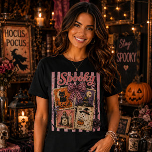 Gruselig süße Halloween-Poststempel Geist Katzen T-Shirt