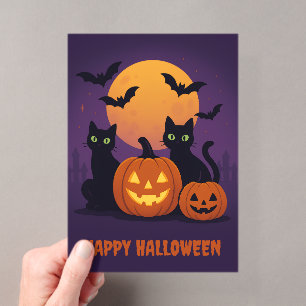 Gruselig süße Halloween-Schwarze Katzen & Kürbisse Acryleinladungen