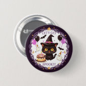 Gruselig süße Hexe schwarze Katze Zauberer Fantasy Button (Vorne & Hinten)