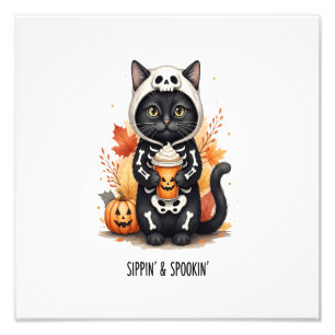 Gruselig süße Katze Halloween Fotodruck