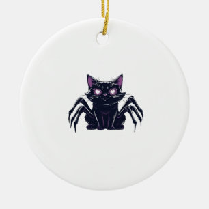 Gruselig süße Katze � Spinnenbeine & Herz Augen Ov Keramik Ornament