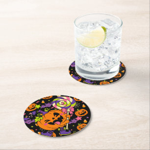 Gruselig Süße Retro Kawaii Halloween Süßigkeiten K Runder Pappuntersetzer