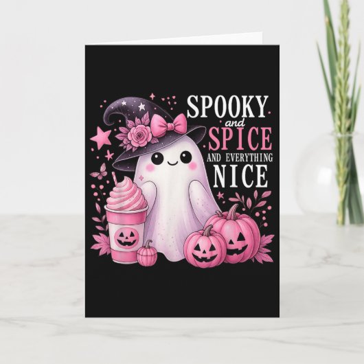 Gruselig und Gewürz und alles nette Halloween Pin Karte (Vorderseite)