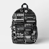 gruselig zwischen Zeitung antikes Schwarz Bedruckter Rucksack (Vorderseite)