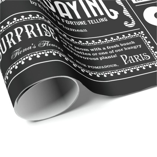 gruselig zwischen Zeitung antikes Schwarz Geschenkpapier (Rolleneckpunkt)