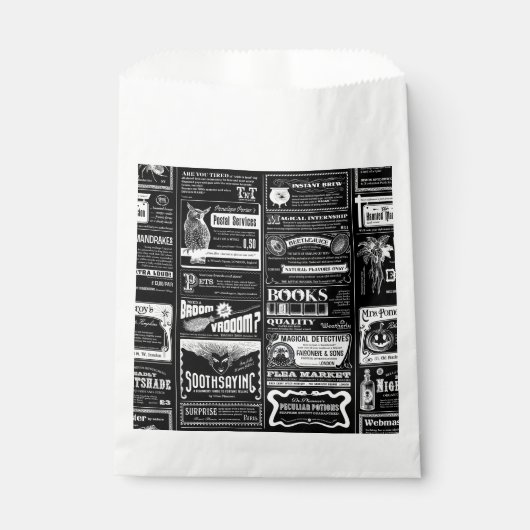 gruselig zwischen Zeitung antikes Schwarz Geschenktütchen (Vorderseite)