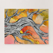 Gruselige abstrakte Baumfederzeichnung Kunst Puzzle (Horizontal)