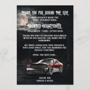 Gruselige amerikanische Muscle-Car-Halloween-Party Dankeskarte