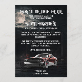 Gruselige amerikanische Muscle-Car-Halloween-Party Dankeskarte