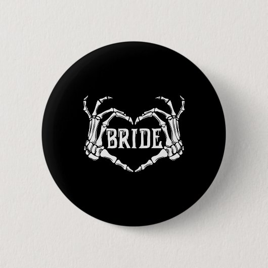 Gruselige Braut Skelett Hände Halloween Verlobung Button (Vorderseite)
