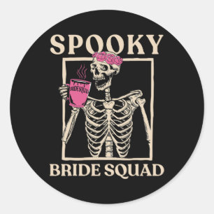 Gruselige Braut-Squad-Skelett-Halloween-Junggesell Runder Aufkleber