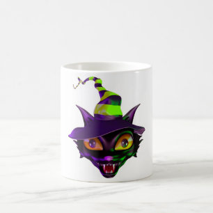 Gruselige bunte Katze Kaffeetasse