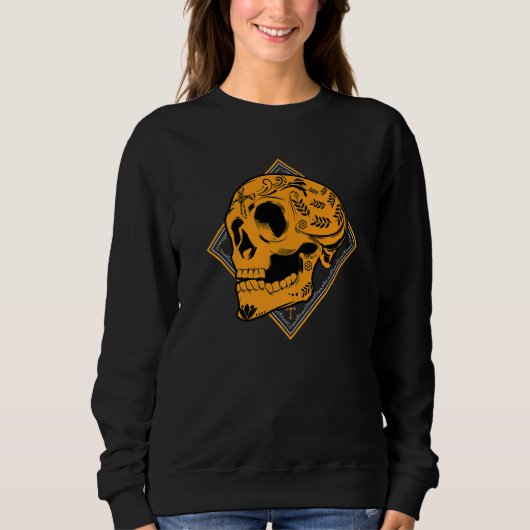 Gruselige Calavera Halloween Sweatshirt (Vorderseite)