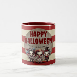 Gruselige Clowns Gruseliger Halloween-Jahrmarkt Zweifarbige Tasse