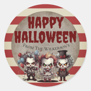 Gruselige Clowns Gruseliger Halloween-Karneval Runder Aufkleber