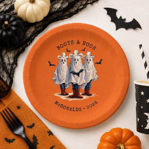 Gruselige Cowboy-Geister Persönliches Halloween Pappteller
